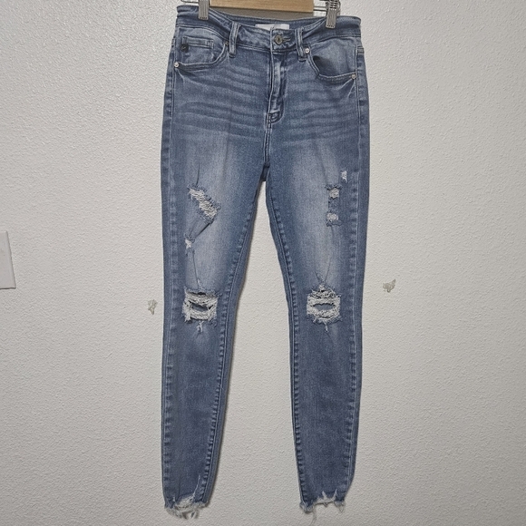 Kancan distressed raw hem skinny jeans size 27 - Picture 1 of 11